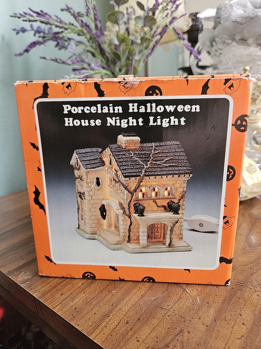 Porcelain Halloween House Night Light - Cream Porcelain
